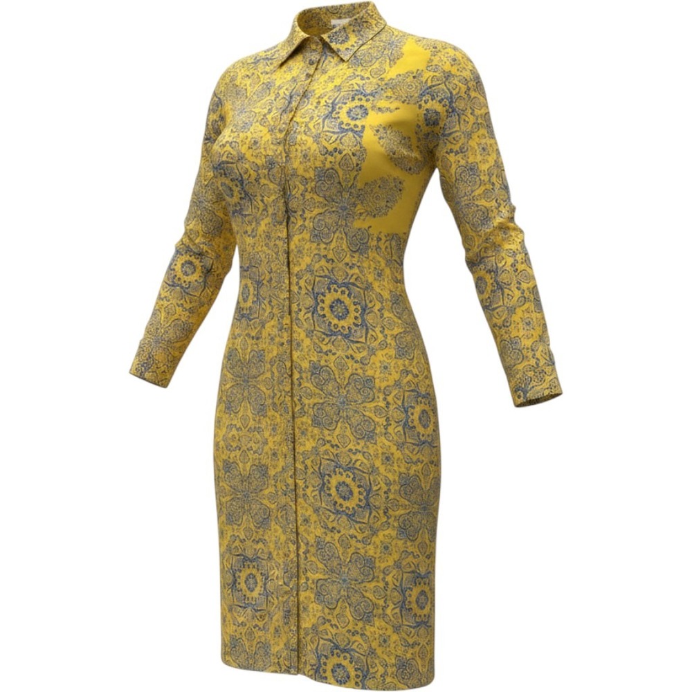 Libas New Delhi Yellow Blue Paisley Floral Button Front Kurta Dress XXL Boho